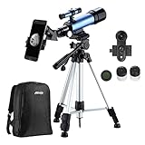 Aomekie Telescopio para Niños 360/50mm Telescopio Astronómico con Adaptador de Teléfono 10X Mochila Buscador de Trípode Ajustable Filtro de Luna