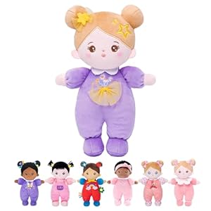 OUOZZZ Soft Baby Doll for Girls – My First Baby Doll Birthday Gifts for Girls Plush Rag Dolls Daisy Purple Dress Toy for Toddlers Kids Infants 10″