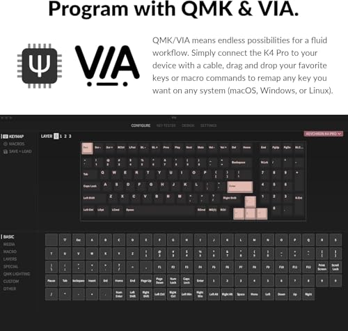 Image of Keychron K4 Pro QMK /VIA Bluetooth Wireless Mechanical Keyboard, 96% Layout Custom Programmable Gaming Keyboard with White Backlit, Hot-Swappable K Pro Silent Red Switch for Mac Windows Linux - White