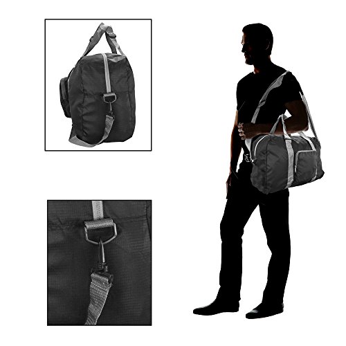 DALIX Foldable Travel Bag Packable Duffle Duffel Bag Carry On Black