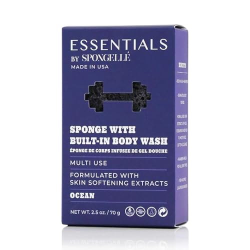 Spongelle Mens Essentials Ocean Body Buffer | Bath & Shower Loofah for Men | Cleanse Exfoliate and Nourish in one Easy Step | Cruelty-Free Vegan Dermatologist-Tested Made in USA