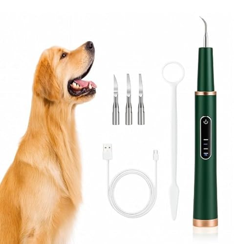 Ultrasonic Pet Dental Scaler for Dogs & Cats - Electric Teeth Cleaner Kit with 3 Tips | Home Tartar Plaque Remover Tool | Gentle Calculus Stain Eraser | USB Rechargeable Dog Tooth Cleaner