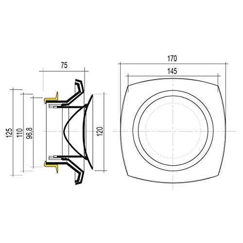 La Ventilation VLV175B regulierbares Belüftungsventil von Luftzufuhr Maße: 175 x 175 mm Weiß