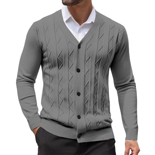 Suéteres de punto para hombre con cuello en V profundo y texturas jacquard