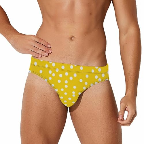 Yellow Polka-Dots Men's Swim Trunks Briefs Swimsuit Swimwear Bathing for Underwear Beach