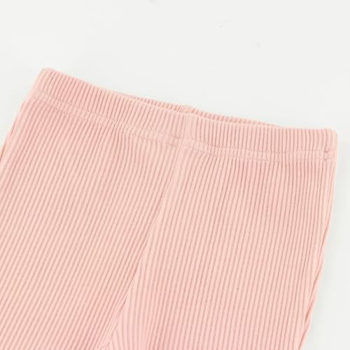 ACESTAR Girls Ribbed Knit Bell Bottom Pants Toddler Elastic Waist Ruffle Leggings Flared Pants (2-10 Years)2