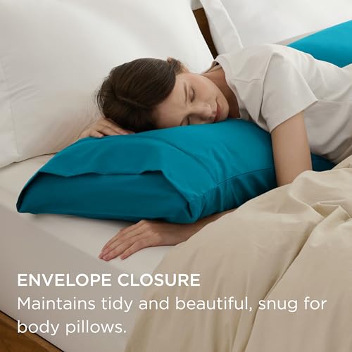 Image of Bedsure Body Pillow Case Cover - Teal Brushed Microfiber Long Pillow Cases, Ultra Soft and Cozy Body Pillowcase with Envelope Closure for Kids, Wrinkle, Fade Resistant, 1 Pack, 20x54 Inches