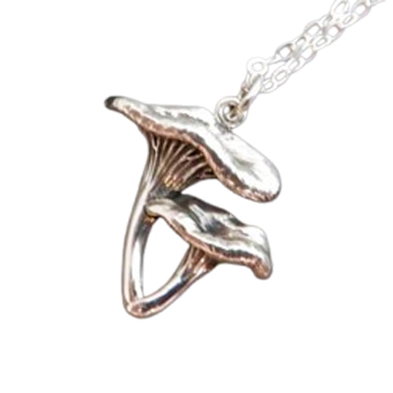 Cadeau de chef cuisinier collier girolles en argent 925 pour passionné de cuisine