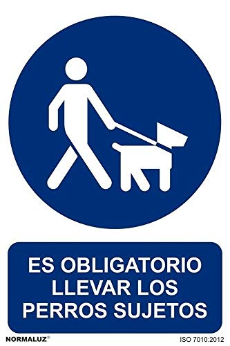 Normaluz Rd20055 - Señal Es Obligatorio Llevar Los Perros Sujetos Pvc Glasspack 0,7Mm 21X30 Cm Con Cte, Ripci