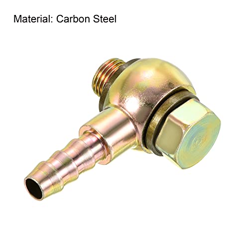PATIKIL Hose Barb Fitting Elbow 8mm Barbed M10x1 Male Thread, Steel Pipe Adapter Connector, Gold, 8mm to M10x1 - Image 3