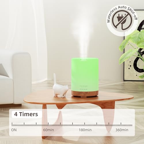 ASAKUKI Diffusers 300ml with 6 * 10ml Essential Oils Set, Aromatherapy Ultrasonic Cool Mist Essential Oil Diffuser with 7 Color Lights, Auto Shut-Off for Home Bedroom Office - Image 5
