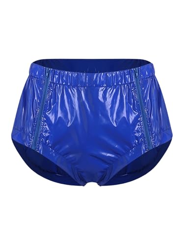 Jydiazi Culotte d'incontinence pour adultes Sous-vêtements anti-fuite réutilisables en plastique avec fermeture éclair Bleu roi XL