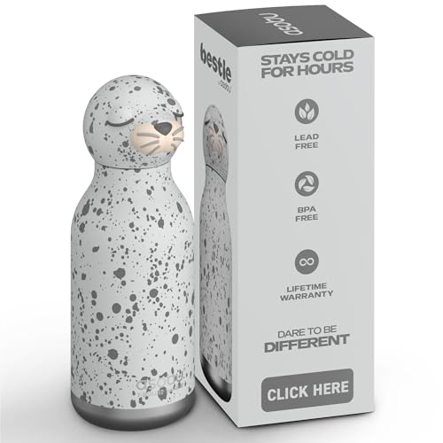 asobu Bestie Seal White Kids Bottle Stainless Steel Leakproof Flip Straw 500 ml