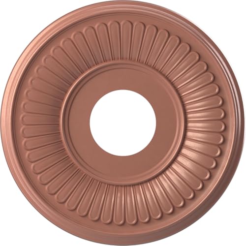 Image of Ekena Millwork CMP13BEFCP Berkshire Thermoformed PVC Ceiling Medallion (Fits Canopies up to 5 3 /4 inch), 13 inchOD x 3 1 /2 inchID x 3 /4 inchP, Universal Pearl Metallic Champagne Pink