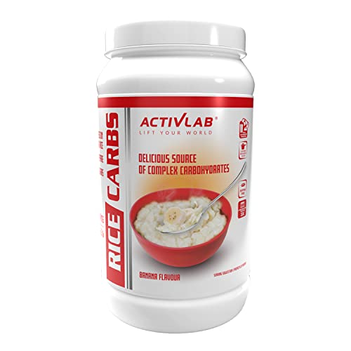 Activlab Carbohidratos de arroz – tarro de 1000 g | Fuente de carbohidratos complejos en forma de crema de arroz | Comida antes y después del entrenamiento | Plato apto | Sabor a plátano