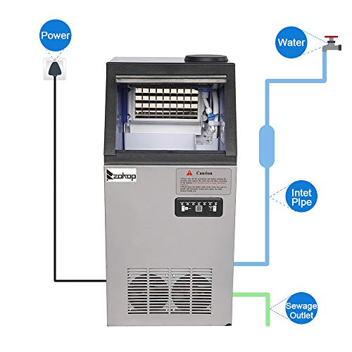 Commercial Ice Maker, Builtin Stainless Steel Ice Machine, 110 LBS/24H