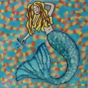 Mermaid Decorative Ceramic Wall Art Tile 4x4