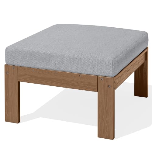 Image of SERWALL HDPE Outdoor Ottoman with Cushions for Outdoo Sofa | Brown Frame & Gray Cushions