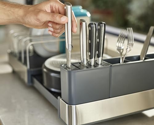 Joseph Joseph Extend Max Steel Expanding Dish Drying Rack, high Capacity for Large Items, Cutlery and Knife Holder, Swivel Draining Spout, Stainless Steel by Joseph Joseph - Image 7