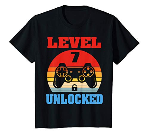 Niños Level 7 Unlocked Awesome Since 2013 Video Game 7th Birthday Camiseta