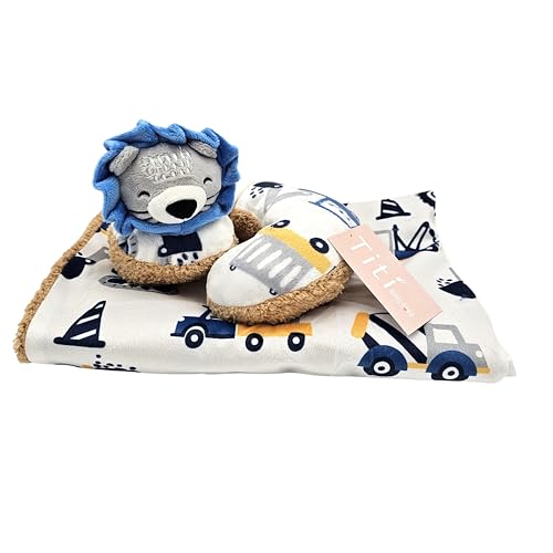 Image of TITI with Love Reversible Baby Blanket and Pillow Set - Lion Baby Blanket with Neck Pillow for Infants, Toddlers, and Travel, 37x27 in