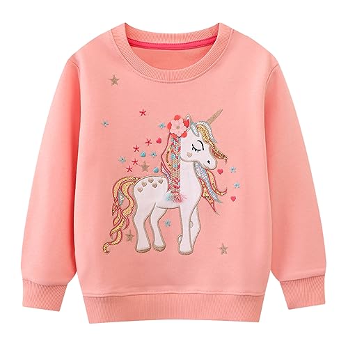 Codkkre Sweatshirt Mädchen Pullover für Kinder Süß Cartoon Sweater Mädchen Langarmshirts aus Baumwolle Alter 2-10 Jahre, 128, Stil 3
