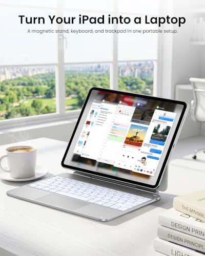 Image of typecase Magnetic Keyboard Case for iPad Pro 13 M5 /M4 with Trackpad,White | Click-anywhere trackpad, 11-color backlit keys, magnetic stand, Pencil holder, front & back protection
