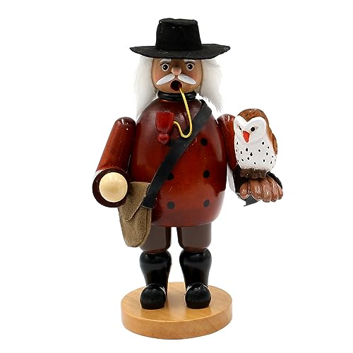 Dekohelden24 Holz Räuchermann als Falkner mit Eule auf den Arm, in...