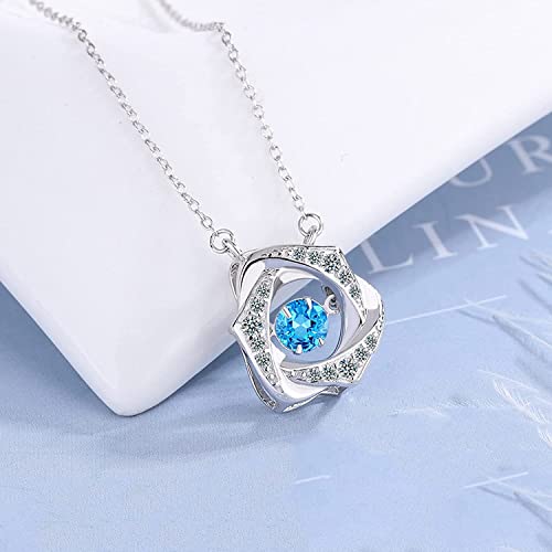Heart Of The Ocean Necklace, Bright Heart Clover Rose Smart Necklace Silver Plated Blue Zirconia Fashion Beating Heart Pendant Clavicle Chain Party Prom Valentine's Day Jewellery #TOP3