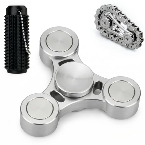 Velmory 3PCS Fidget Spinner Set, Desk Fidget Toys with Chain and Roller