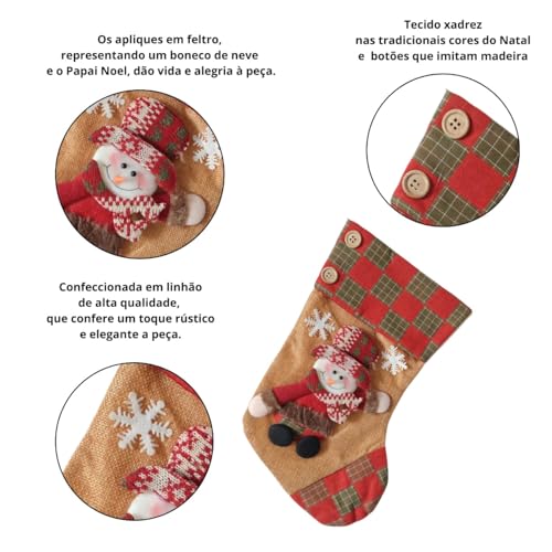 Enfeite de Pendurar Bota Papai Noel ou Boneco de Neve 22 x 35 cm | Decoração Natalina para Porta, Ar
