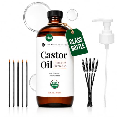 Image of Kate Blanc Cosmetics Castor Oil Organic for Hair, Skin & Face (16oz)