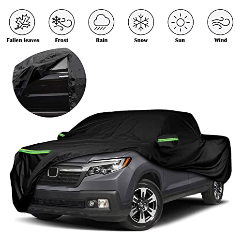 Image of Waterproof Truck Cover Replace for 2006-2024 Honda Ridgeline, 6 Layers All Weather Custom-fit Car Cover with Zipper Door & Windproof Bands for Snow Rain Dust Hail Protection