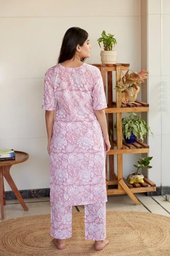Ensemble kurta rose en viscose fluide pour effacer les plis et habiller l'été - 5
