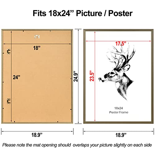 Yaetm 18X24 Frame | Poster Frame In Grey Set Of 4, Solid Wood Picture Frame 18 By 24 Inches, Wall Gallery Frames For Horizontal And Vertical Wall Mounted (4 Pack, Grey) #TOP1