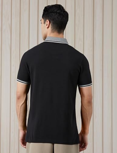 Image of Amazon Brand - Symbol Men's Cotton Rich Solid Zipper Polo Collar Tshirts | Half Sleeves | Plain-Regular Fit (Available in Plus Sizes)