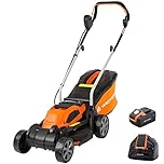 Yard Force 40V Cordless Lawn Mower 32cm Cutting Width, Lithium-Ion Battery, 30L Grass Collector, Rear Roller, 5 Height Adjustments – Small to Medium Lawns
