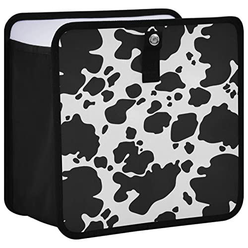 Image of Black White Cow Car Trash Can Foldable Hanging Animal Skin Print Car Trash Bag Bin Auto Garbage Can Leak-Proof Car Organizer(Large)