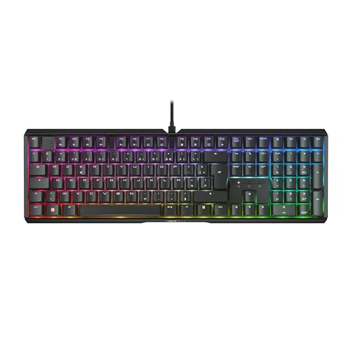 CHERRY XTRFY MX 3.1, clavier de jeu mécanique, Disposition française (AZERTY), rétro-éclairage RGB, boîtier alu, port USB-A, MX2A RED Switches, noir