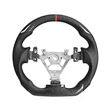 XNSFXXL Carbon Fiber Steering Wheel for Nissan 350z 2003-2009, D-shaped Flat-bottom with NAPPA Perforated Leather,3K Carbon Fiber,Hand-stitched,With Red Stripe