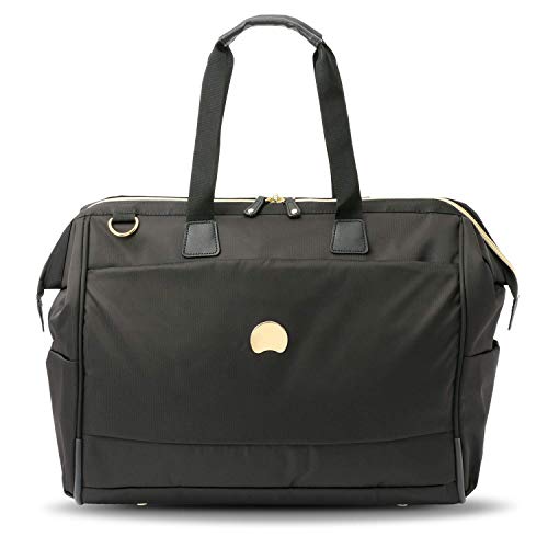 Preisvergleich Produktbild DELSEY Paris Montrouge Reporter Weekender 48 Stunden Tasche, schwarz-gold, gepolstertes Laptop / Tablet Fach 15,6"