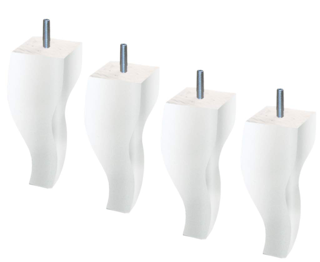 Set 4 Piedi Letto Royal Louis XV | Legno Massello | Bianco | 5.5x5.5x18 Cm - Foto 12