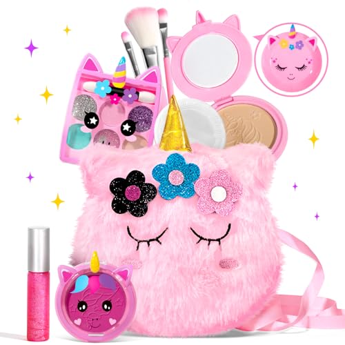 ULOVEME Kids Makeup Sets for Girls 5-8 - Real, Non Toxic, Washable Make Up Toy - Umicorn Toys Gift for Girls Birthday (Mini Pink Umicorn)