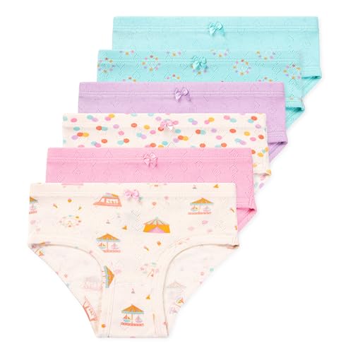 Lucky & Me Erica Girls GOTS Organic Cotton Bikinis 6 Pack (US Age 9 Years 10 Years Fairground Fun)