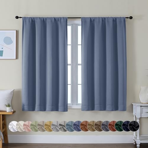 Simplebrand Ava Denim Blue Short Blackout Curtains for Bedroom 45