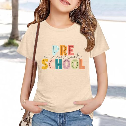 Retro Kids School Shirts Girls Boys First Day Back to School T-Shirt Preschool Cute Letter Graphic Short Sleeve Tops2