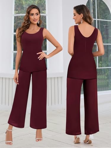 BANTRATIC 3 Pieces Mother of The Bride Pant Suits Dressy Formal Pantsuits for Wedding Evening Prom Cocktail Pants Outfit2