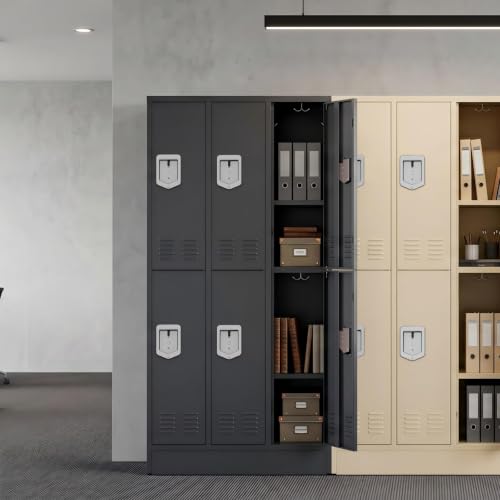 Image of BUTISOW 6 Door Metal Storage Locker for Employees, Heavy Duty Steel School | Locker with Lift Up Handle & Recessed Hasp, Gym Office Lockers with Adjustable Shelves & Hooks, 72 inchH x 35.4 inchW x 15.75 inchD, Grey