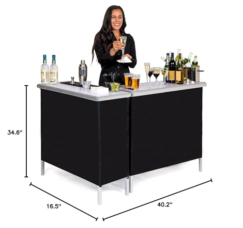 GoBar Portable Double Bar Table Set - Mobile Bartender Station for Events - Includes Carrying Case