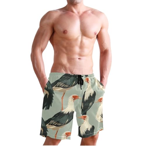 Men's Swim Trunks Quick Dry Swimming Shorts with Pocket Secretary Birds Pattern Swimsuit Trunks3